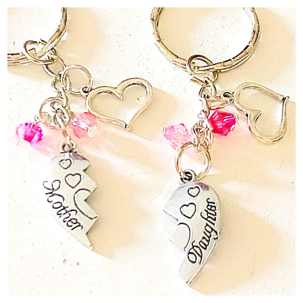 Personalized 💕 Set 2 Mother Daughter Keychain Set